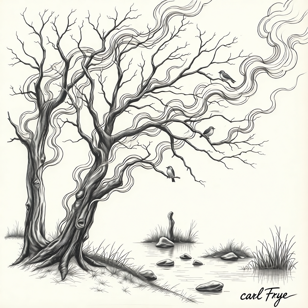 Pencil sketch trees
